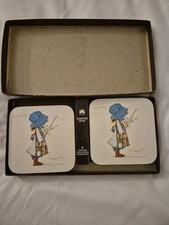 Holly Hobbie Coasters by Clover. Vintage Set of Six In Original Box 1970s