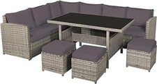 Mauritius 9 Seat Garden Rattan Furniture Corner Dining Set Table Sofa Bench