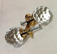 Pair quality faceted door knobs 2"