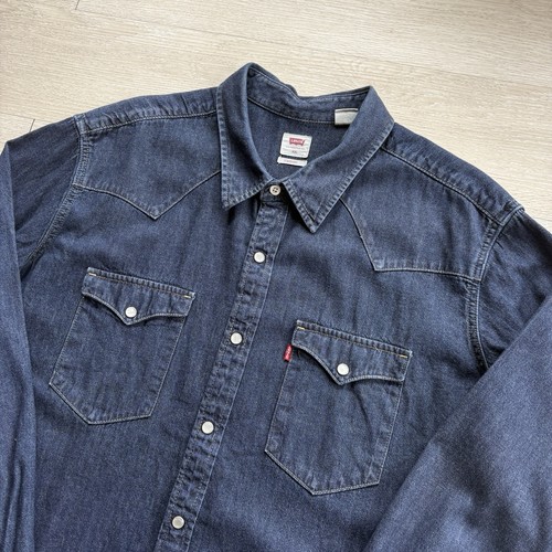 Levi denim shirt mens blue - denim,