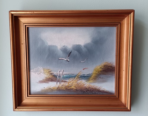Oil canvas board beach - oil,