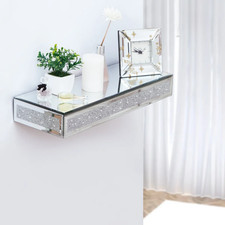 Crushed Diamond Wall Floating Shelves Glass Wall Art Showcase Shelf Decorative