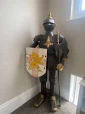 6`5" Large Life Size Rustic Style Metal Knight Suit Of Armour Figure & Long Axe