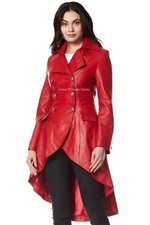 Ladies Leather Jacket Red 100%