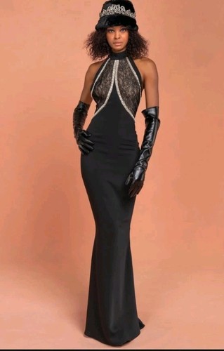 Reem acra black maxi halter - reem,