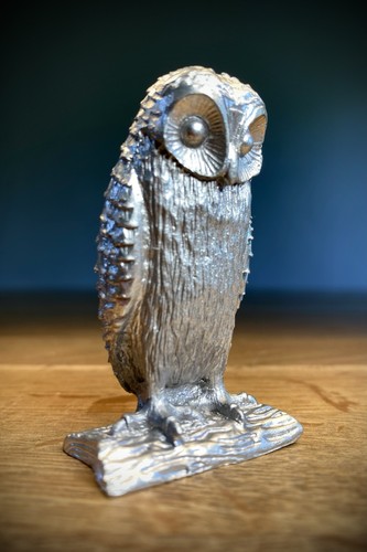 Vintage pewter owl figure - pewter,