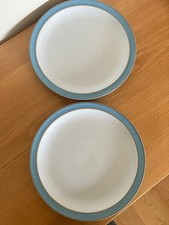 Two used Denby Colonial Blue 26cm (10 inch) Diameter Dinner Plates