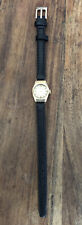 9ct yellow gold ladies 17 jewels precimax Watch With Black Leather Strap 375