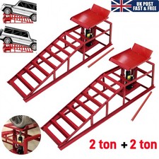 4 ton Hydraulic Car Ramps 2PCS Heavy-Duty Garage Auto Van Bottle Lift Jack Ramp