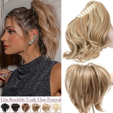 Straight Short Pony Tail Thick Claw Clip In Ponytail Bendable Hair Extensions UK