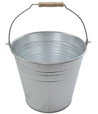 Galvanised Bucket Heavy Duty Strong Metal Bucket Steel Wooden Handle Ash Pan