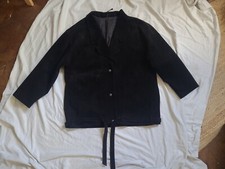 BRENIRE black Suede Jacket Very Soft Blouse Style Belt 44" pop close Used vgc 