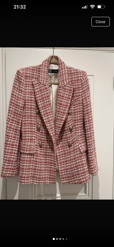 Zara red white check tweed - zara,