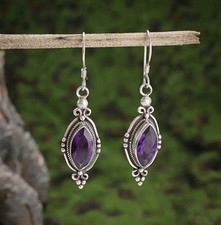 Amethyst Earrings 925 Sterling Silver Earrings Dangle Drop Earrings Gemstone