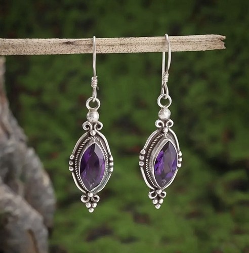 Amethyst purple earrings 925 - purple,