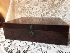  Victorian Amboyna Burl Veneer Work Box – Fitted Interior, 