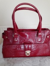 Liz Claiborne moc-croc red handbag