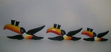 SET OF 3 VINTAGE DESIGN FLYING GUINNESS TOUCANS HAND PAINTED CAST IRON 