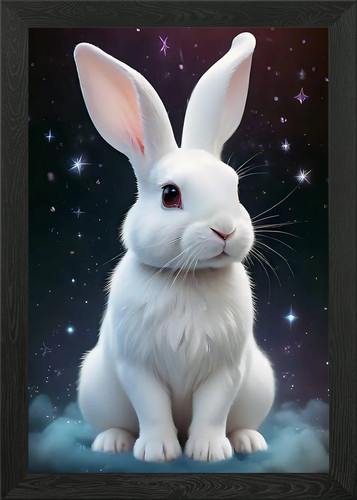 White rabbit framed wall - framed, art