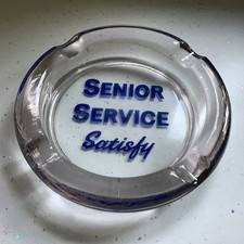 Vintage Senior Service Glass Cigarettes Pub Ashtray Man Cave 8 Inch Large