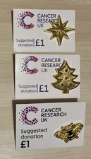 UK CANCER RELIEF BADGES - x3 mixed selection of  charity pin badges