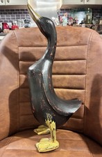 Wooden Hand Carved Runner Duck Ornament Rustic Farmhouse Home Decor Black