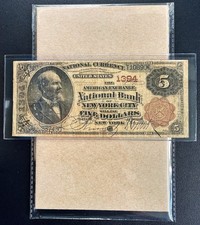 1882 $5 The American Exchange National Bank of NY CITY Ch. # 1394 - Fine Comment