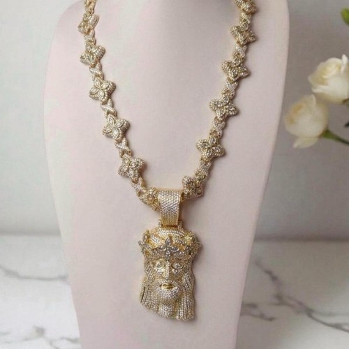 Iced out gold jesus pendant - out,