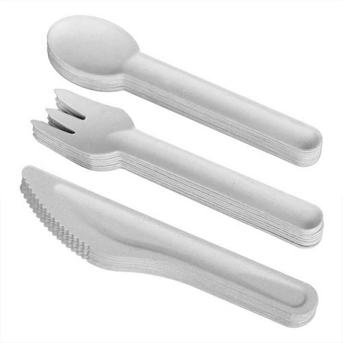 Bagasse cutlery set white - set,