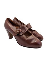 Vintage 1940s Unusual Trap Tan Leather Shoes