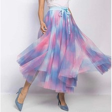 NWT Chokolate Paris Tulle Maxi Skirt in Tie Dye Sz S/M