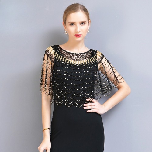 Lady beaded capelet shawl - beaded,