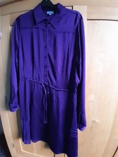 oliver bonas purple satin tie waist mini-dress size 8-14, NWT (see description)