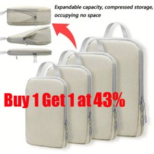 4 Set Compression Bags Organiser Suitcases Packing Cubes Travel Storage Luggage