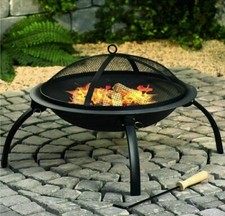 Round Fire Pit BBQ Grill Patio