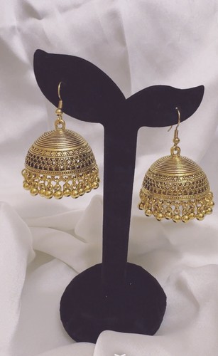 Silver and golden jhumka - silver,
