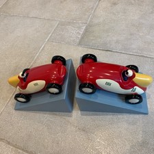 Vintage Wooden Retro Racing Car Book Ends
