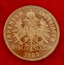 1892 AUSTRO-HUNGARIAN GOLD 20 FRANCS/8 FLORINS