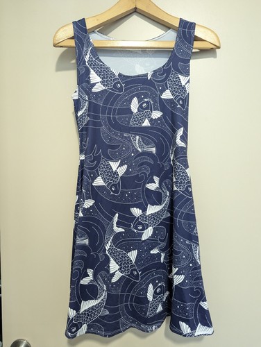 Blue koi sleeveless - blue,