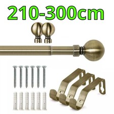 Curtain Pole Extendable 210-300cm Antique Brass Metal Window  UK     C3