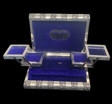 Vintage Indian Style Embossed Elephant Book Design Jewellery Box Silver Tone