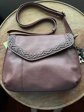 CHALA Boho Crossbody Shoulder Bag W Bear & Daisy Keychain Braided Accent Brown