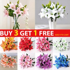 10Heads Artificial Stargazer Large Bouquet Quality Faux Silk Lily Flowers Decor