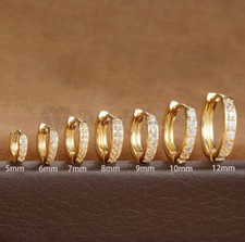 18ct Gold Plated Sterling Silver Crystal Huggie Hoop Earrings 5mm - 12mm