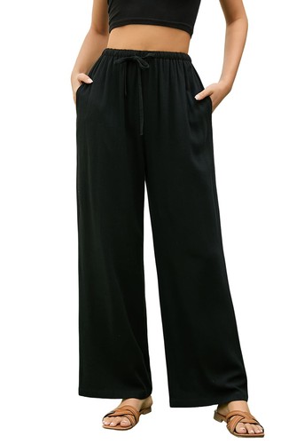 Stamain black linen trousers - black,