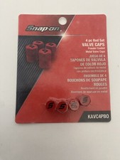 Snap On Tools 4pc Red Valve Dust Caps Metal Powder Coated Caps