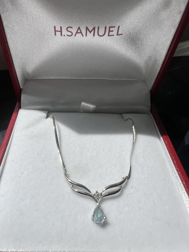 9ct white gold blue topaz - blue, &