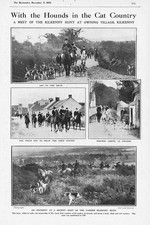 HUNTING The Kilkenny Meet at Owning Village - Antique Print 1913