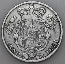1821 GEORGE IV SILVER HALFCROWN, BRITISH COIN,  FINE