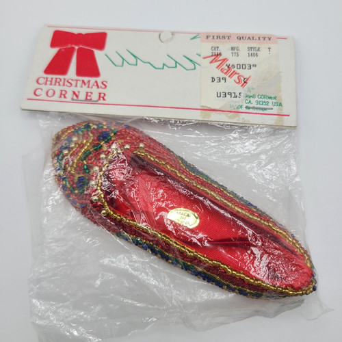 Vintage red beaded - red, shoe